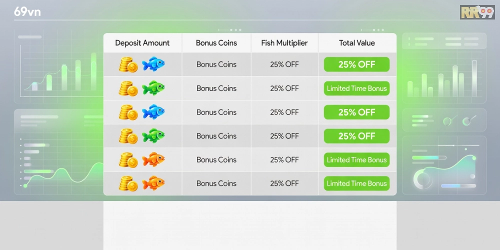 Bảng giá các gói nạp tiền cho bắn cá online 69vn với ưu đãi hấp dẫn năm 2025
